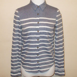 H&M Faux Denim Striped Button Down Shirt Top